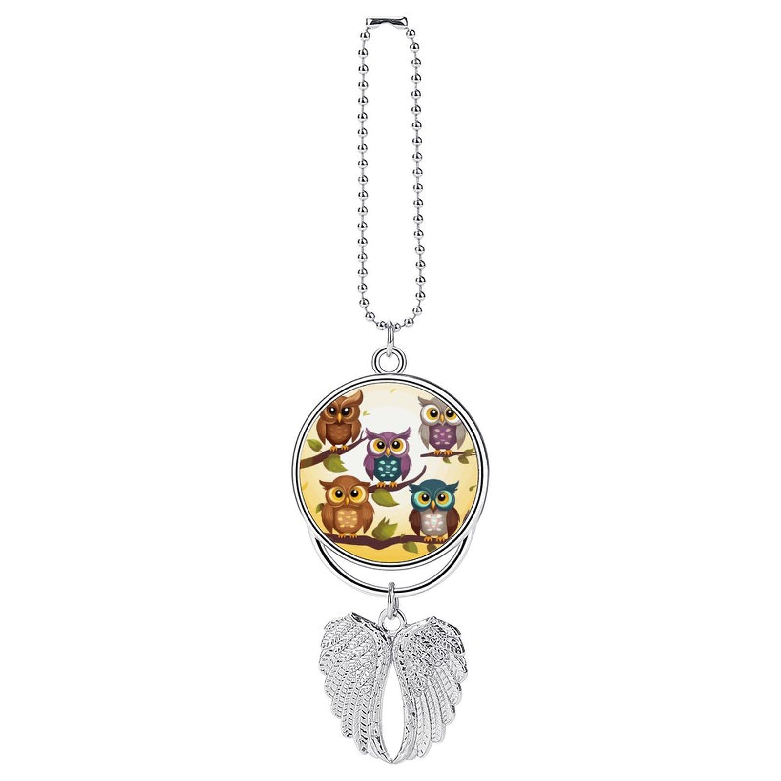 Owls Birds Car Pendant Hanging Swing Auto Rear View Mirror Hanging Car Rear View Mirror Charm Truck Hanger Ornament Charm for Car Rear View Mirrors Accessories