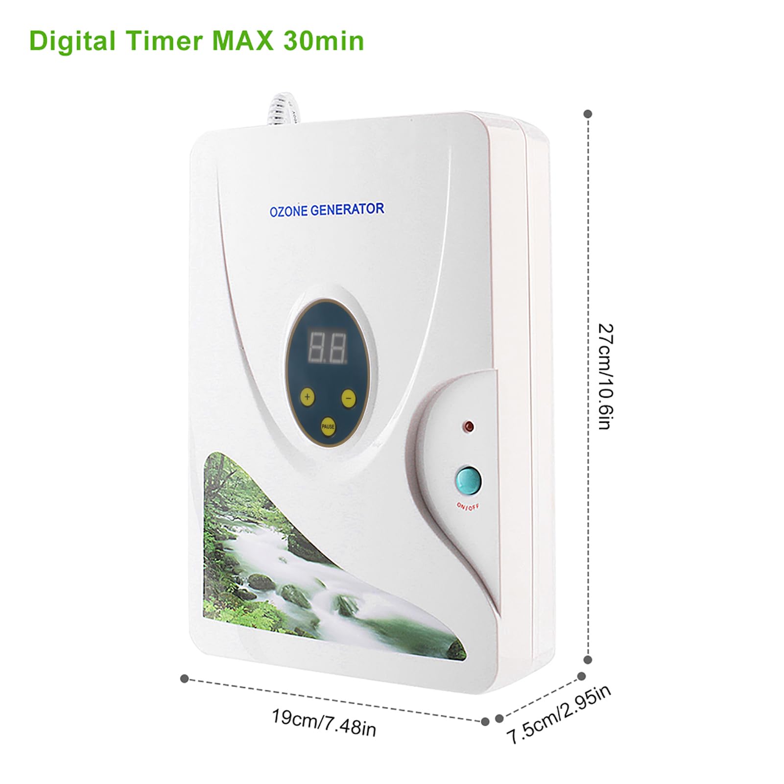 ZJchao Ozonizador doméstico Digital generador de ozono ionizador purificador de Aire