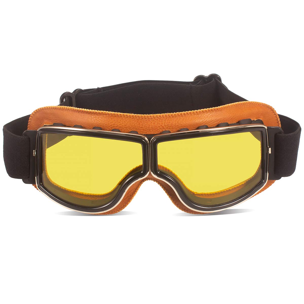 Retro Pilot Gogle Motocyklowe Kask ATV Bike Motocross Okulary Kask Okulary Ochronne (Żółte/Żółte Szkła)