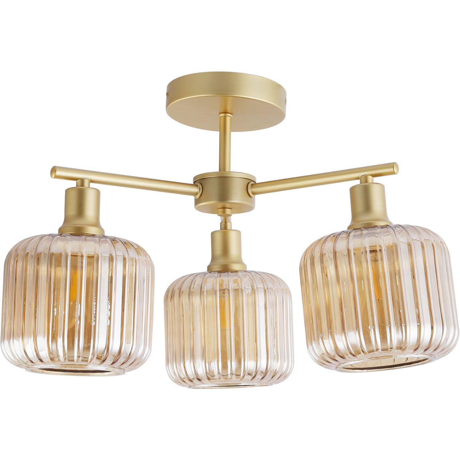 wilko Micah 3 Light Ceiling Fitting - Modern Chandelier, Living Room Dining Room, 45x45 cm, Champagne and Gold, Indoor Use, Electric