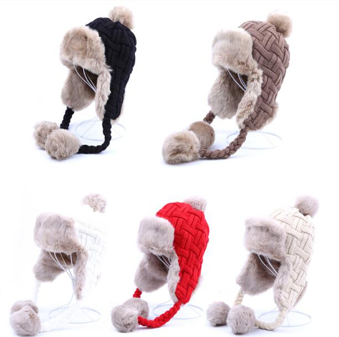 Kuyou Chapeau d'hiver pour femme - Cache-oreilles - Trapper chaud - Fourrure