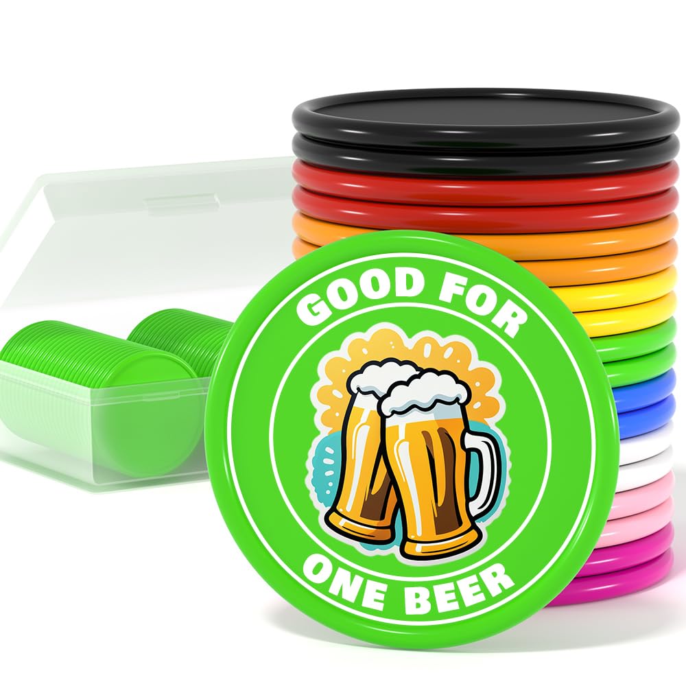200 Custom Poker Chips, Custom Drink Tokens Personalized Own Logo, Image and Text, Double Sided Full Color Printing Custom Drink Chips for Bar, Business Cards, Company Logo and Promotions (Green)