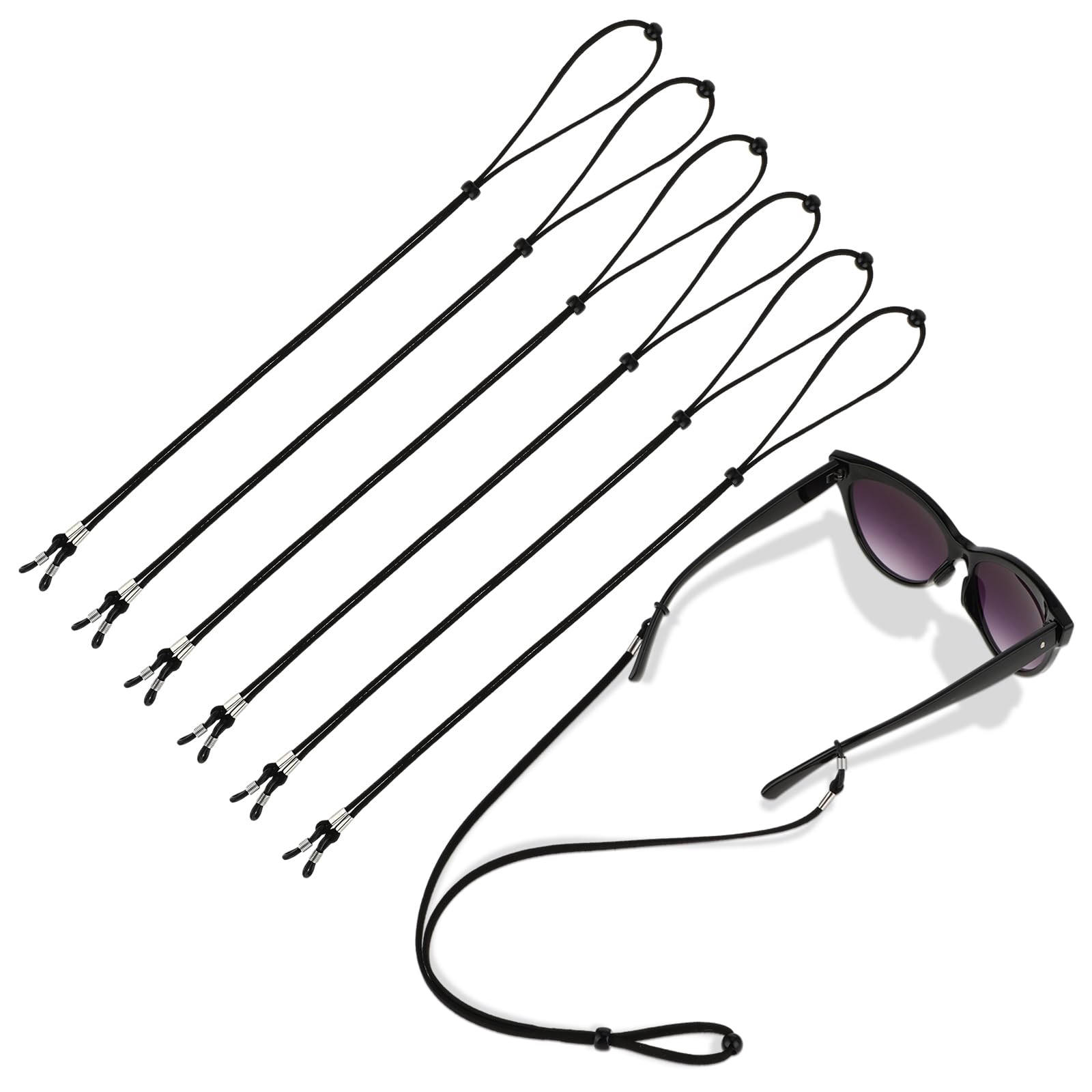 Teaaha 6 unidades de cinta negra para gafas alrededor del cuello, correa para gafas deportivas para hombre, mujer y niños, cordón ajustable para gafas de sol, cordón para gafas, cadena de cordón,