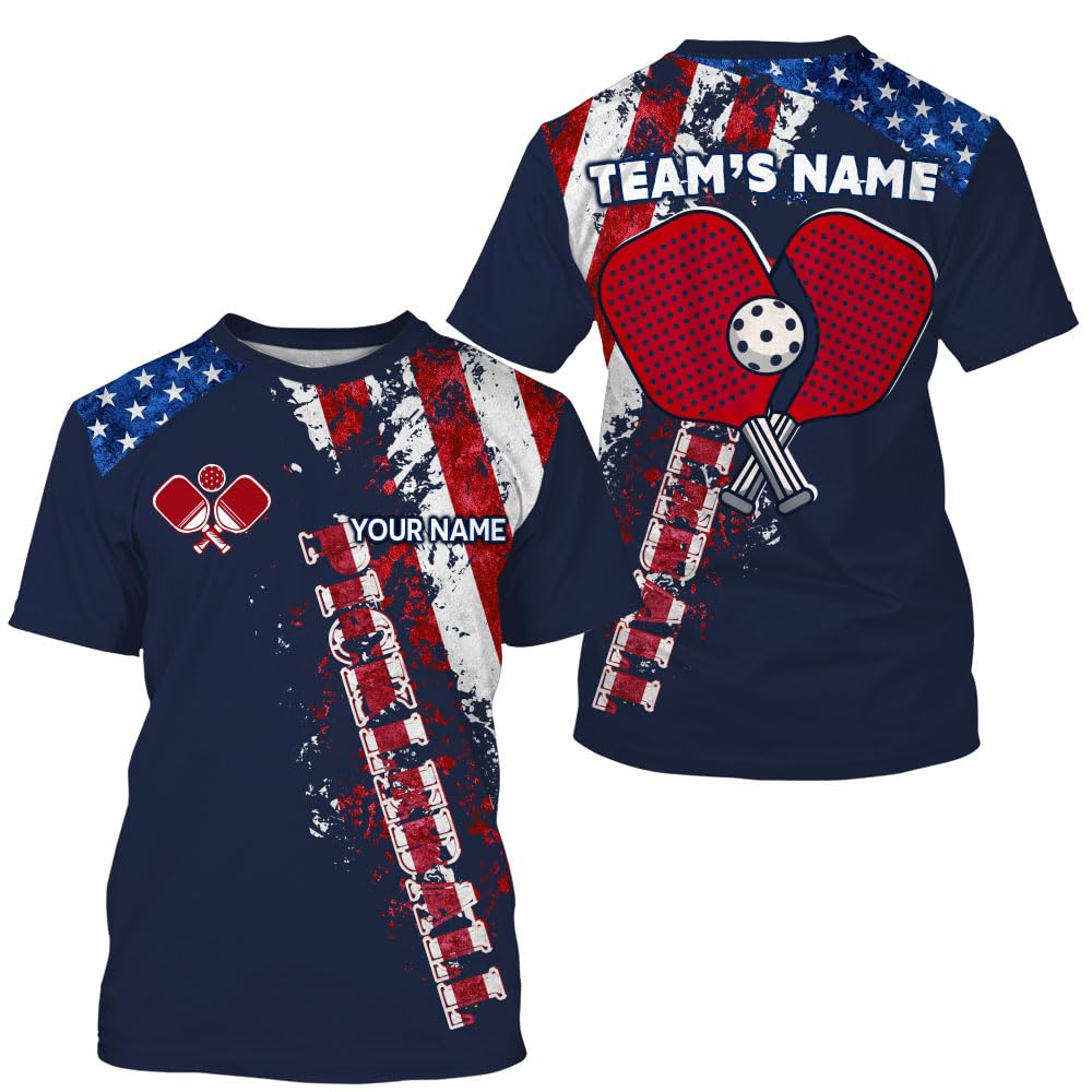 PIONAMZIOZ Personalized Pickleball Shirts Patriotic Pickleball Jersey Team Pickleball Shirt Gifts for Pickleball Player (US, Alpha, Small, 5X-Large, Regular, Regular, T-Shirt)