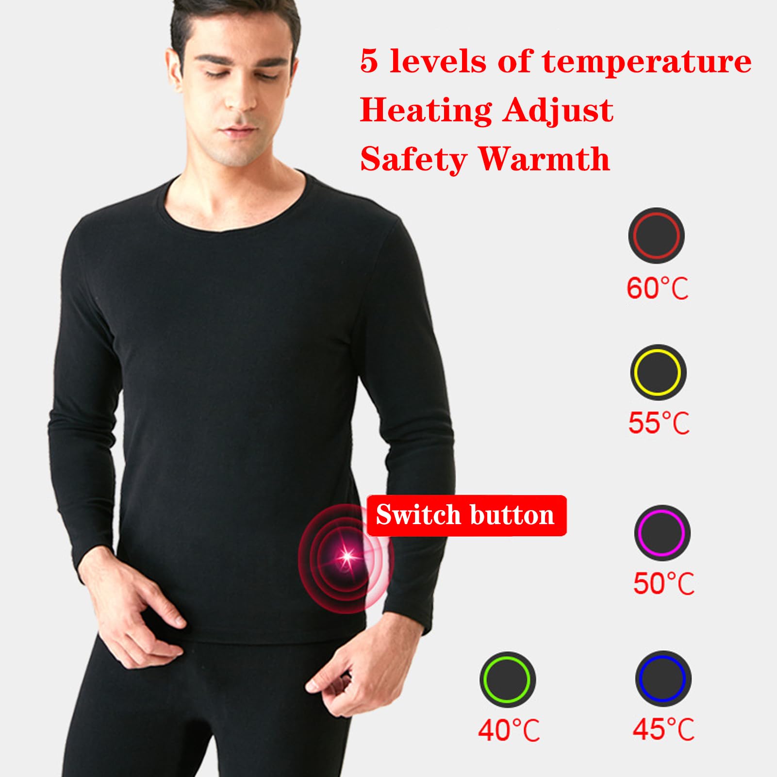 TOVCHEI Electric Heated Underwear Smart APP Control Heated Thermal Underwear Shirt Pants Set for Motorcycles, Fishing, Skiing,13 zone,XL
