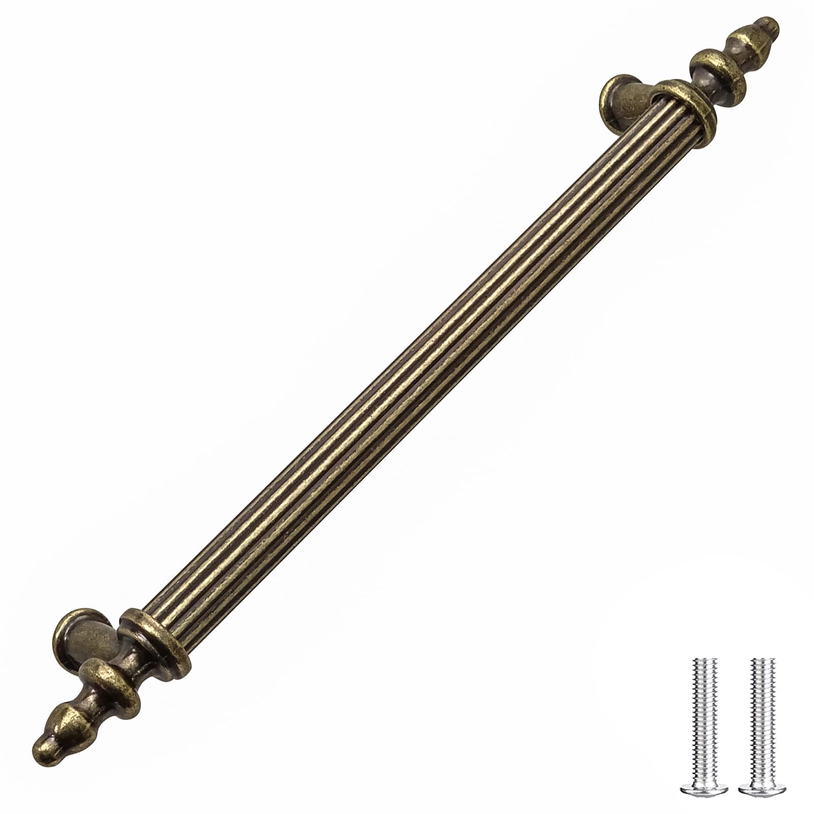 Decoranddecor Antique Brass Vandon - Vintage Traditional Cabinet Pull Handles Country Style Classic - Solid Zinc (224Mm, )