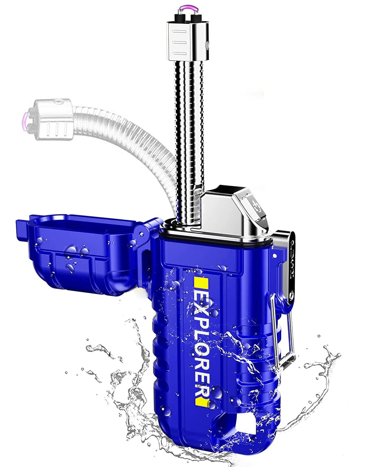 Crasts Waterproof Electric Lighter with 360°Flexible Long Neck, Outdoor  Windproof Arc Lighter USB Rechargeable Flameless Plasma Cool Lighters