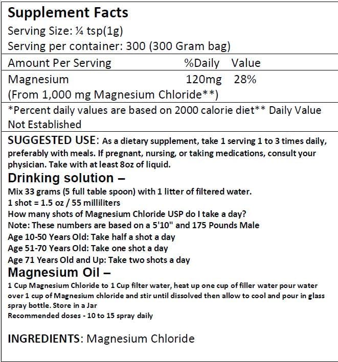 Miniatura 2 de Cloruro de Magnesio 100% Cloruro de magnesio puro grado alimenticio 10.58 oz de magnesio comestible altamente absorbible para uso diario como