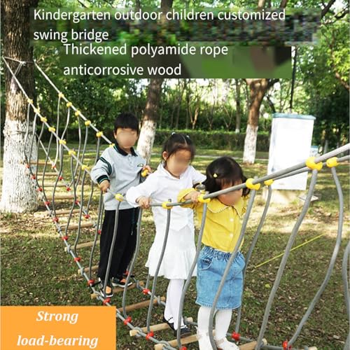 Generisch Balancierbrücke aus Holz für Kinder im Freien, Stabiler Seilschaukel-Abenteuerparcours für den Gartenspielplatz, fördert Koordination und Selbstvertrauen bei Aktivitäten im Garten