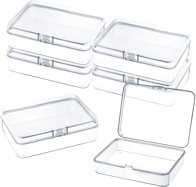 6 Pcs Mini Plastic Storage Containers with Lids, 4.5x3.4 Inches