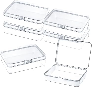 6 Pcs Mini Plastic Storage Containers with Lids, 4.5x3.4 Inches Clear Rectangular Boxes for Beads, Jewelry, Small Items, Crafts, Game Pieces, Business Cards, Accessories, Organizers for Collecting