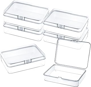 6 Pcs Mini Plastic Storage Containers with Lids, 4.5x3.4 Inches Clear Rectangular Boxes for Beads, Jewelry, Small Items, Crafts, Game Pieces, Business Cards, Accessories, Organizers for Collecting