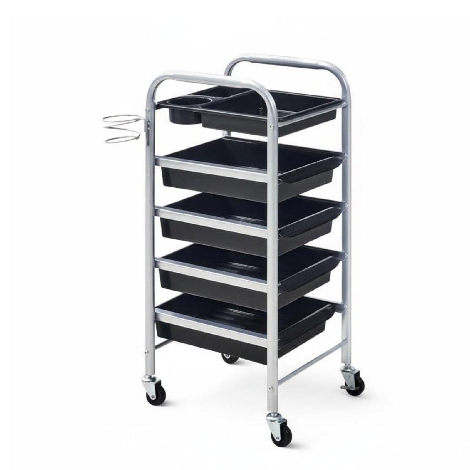 CALANDIS Hairdressing Trolley Multifunctional Salon Rolling Cart Detachable Drawers Barber Tool Trolley for Hair Stylists, Spa Technicians, Barbershop, Home Silver Oiling Model-picture-46