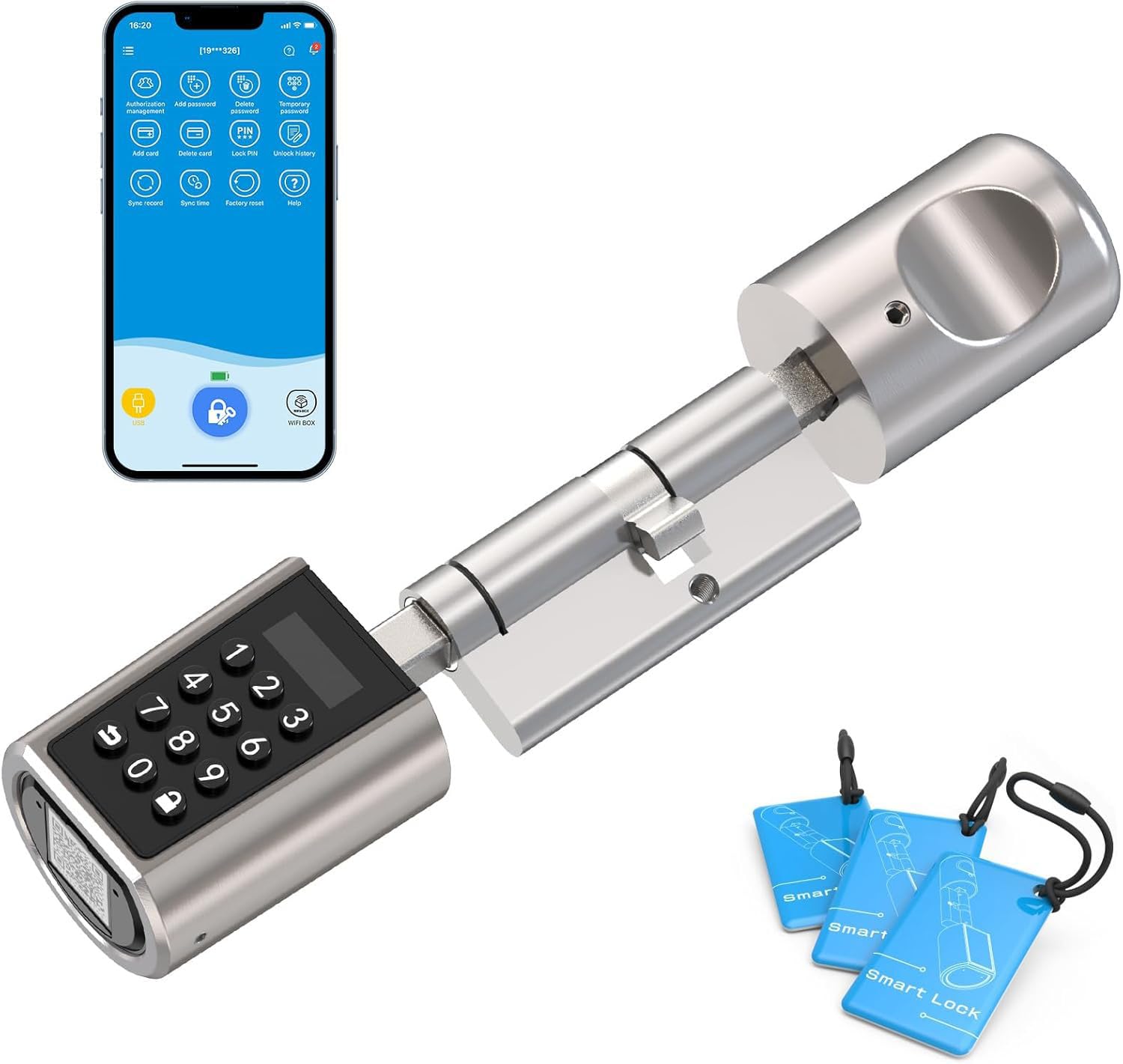 WE.LOCK Smart Door Lock Serratura Smart Doppio Motore Password e Bluetooth con Carta RFID, Facile da Installare