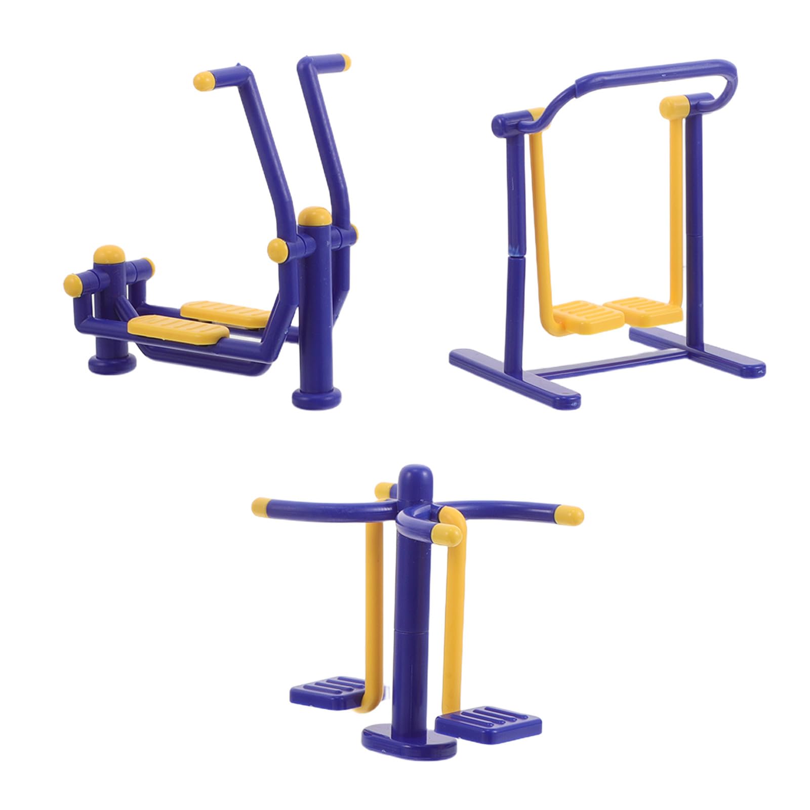 Warmhm 3pcs Dollhouse Gym Equipment Set - Miniature Fitness Props Mini Outdoor Playground Accessories Tiny Gym Models Kids Toys