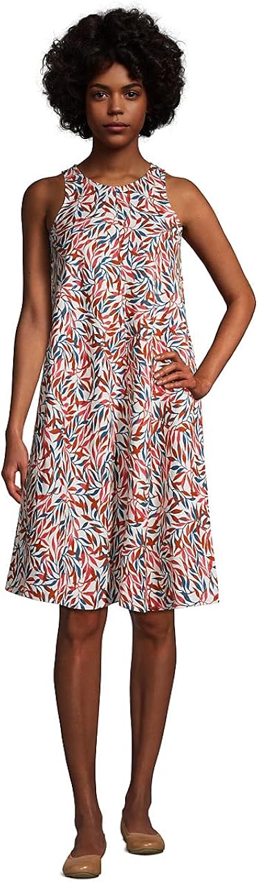 Lands end sleeveless linen swing dress Clearance