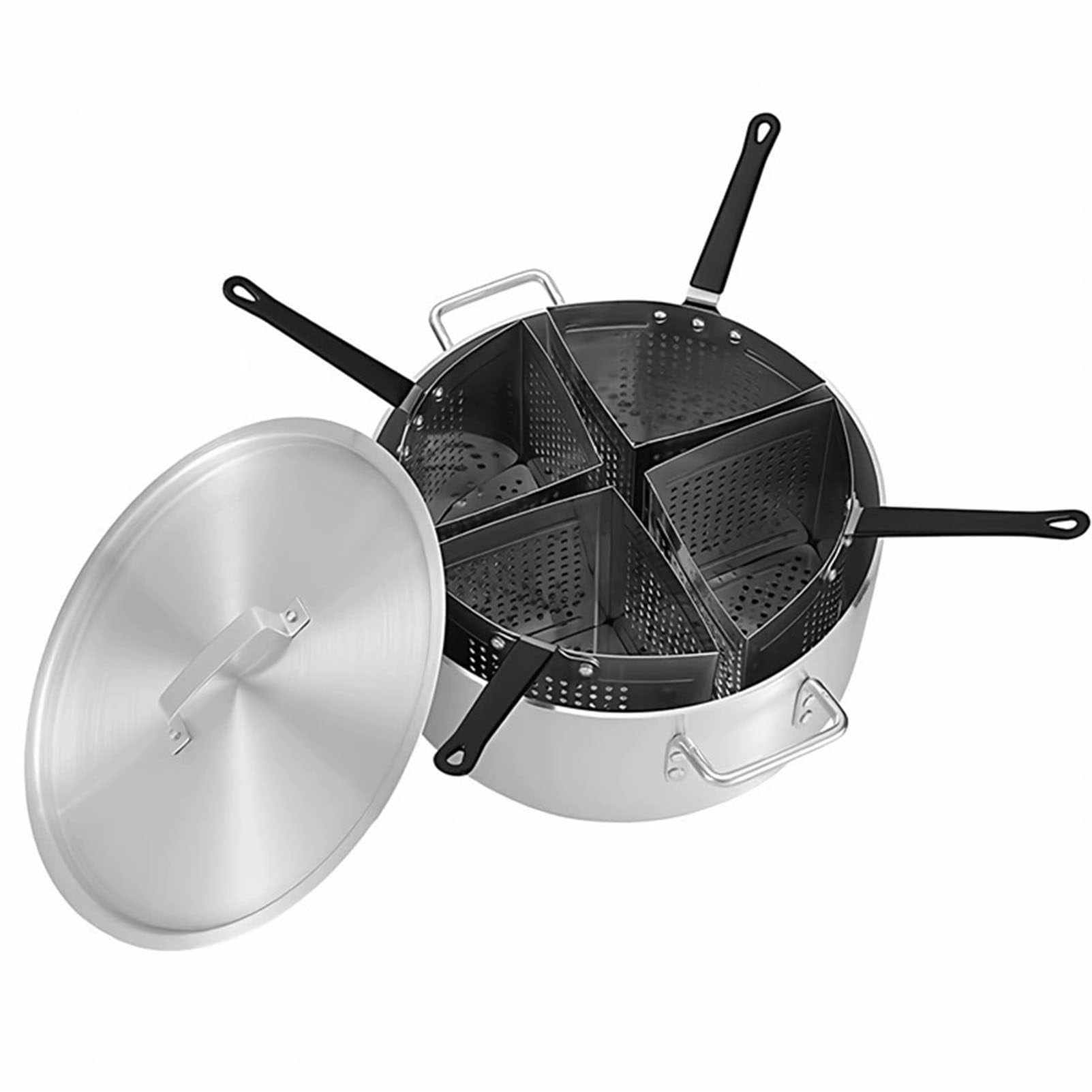 Cuocipasta e Verdure Wear-Ever in Alluminio, Set da 5 Pezzi con cestelli scolapasta in Acciaio Inox; pentola Alta per Pasta con cestelli per cuocere più porzioni contemporaneamente.