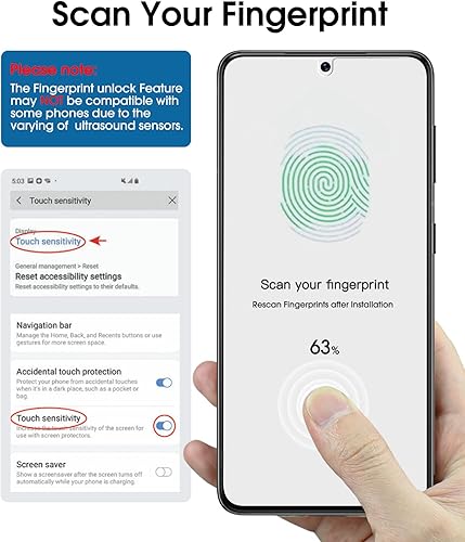 Miniatura 4 de amFilm OneTouch - Paquete de 2 protectores de pantalla de vidrio templado para Samsung Galaxy S22 Plus 5G de 6.6 pulgadas, dureza 9H con 2
