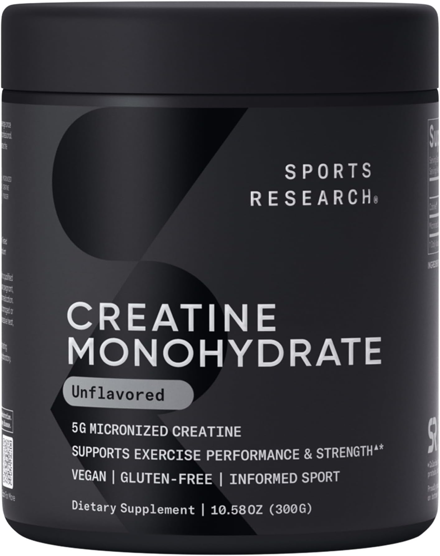 Sports Research Creatine Monohydrate - Gain Lean Muscle, Improve Performance and Strength and Support Workout Recovery - 5 g Micronized Creatine - 10.58 oz