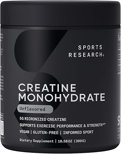 Miniatura 8 de Sports Research Monohidrato de creatina - Gana músculo magro, mejora el rendimiento y la fuerza y apoya la recuperación del entrenamiento - 0.18 oz