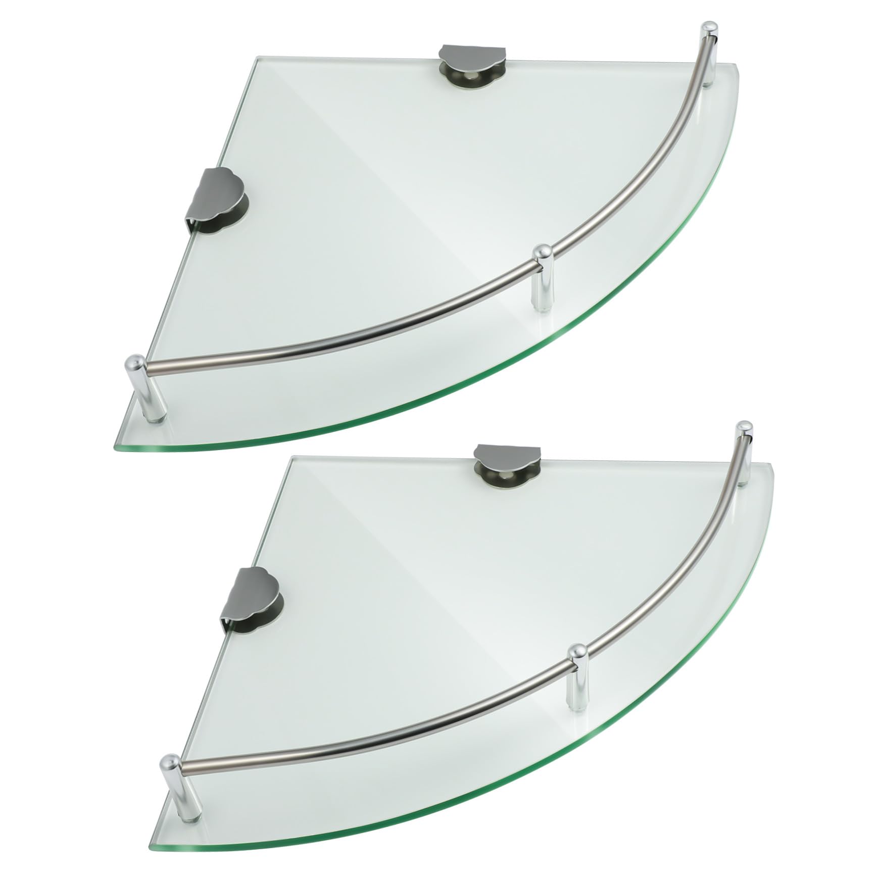 BESPORTBLE ÉTagèRes d'angle en Verre Et INOX 2 PièCes Support Mural Stable pour Salle De Bain Rangement Organisateur Coin Douche Lavabo