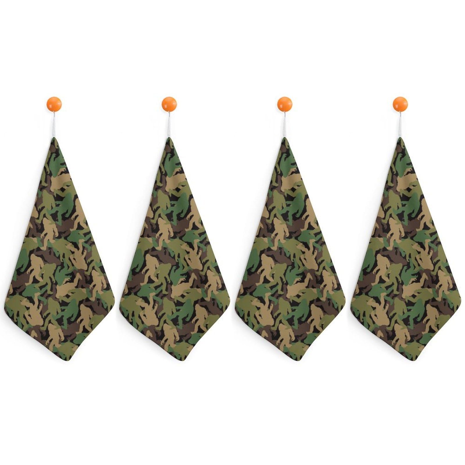 TXFBTRFSA Camouflage Bigfoot Hand Towels with Hanging Loop Kitchen Towel Handkerchiefs Cleaning Cloths