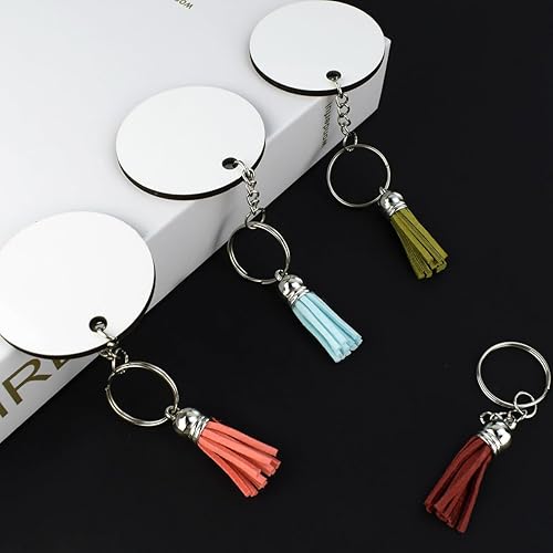 Miniatura 4 de 40 llaveros con borlas de cuero a granel con borlas, anillos de salto, mini dijes de borla para hacer joyas, manualidades, suministros en blanco,