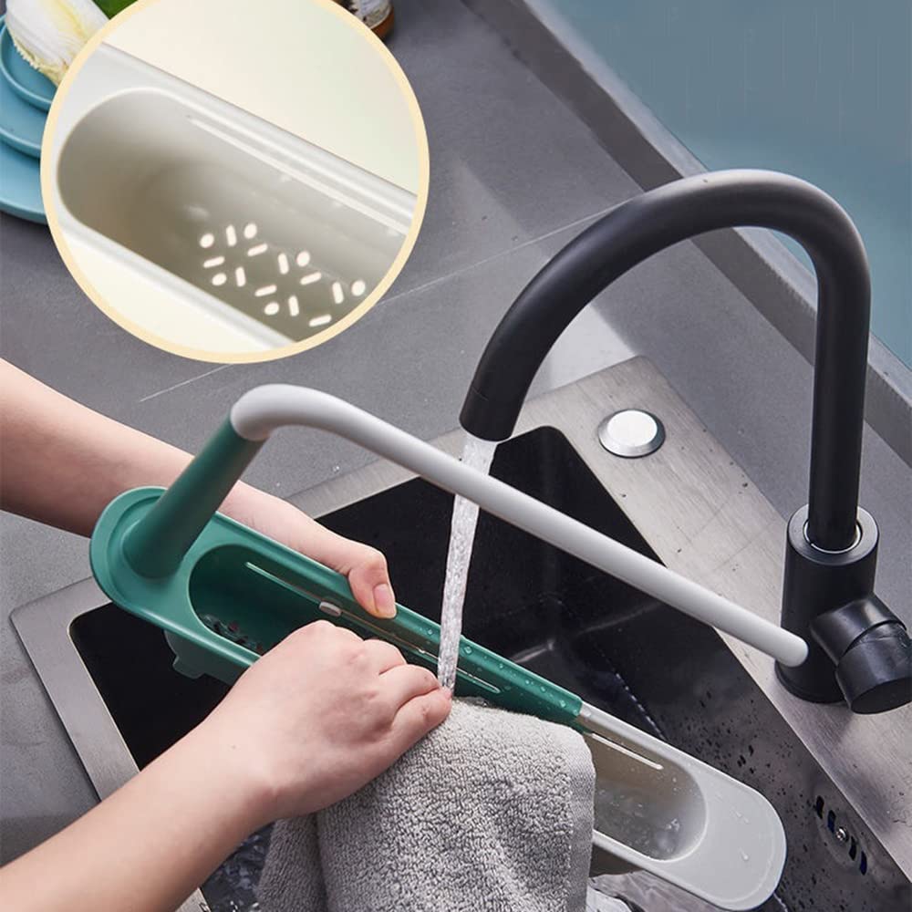 Porta Spugne Per Lavello Cucina Telescopico – Organizer Regolabile Con Portasciugamani E Ganci, In PP, Adatto A Lavelli Da 24 A 40 Cm - 5