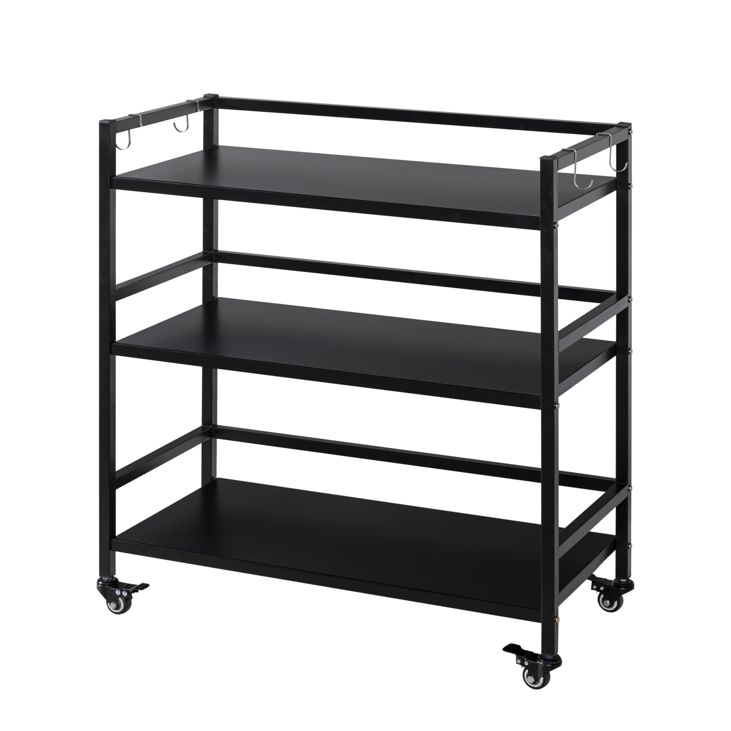 WHUANGKAKAMetal Storage Shelves,Garage Storage Shelving,Standing Storage Shelf,Black Metal Storage Rack,3 Tier Metal Shelving,Move Storage Shelf,