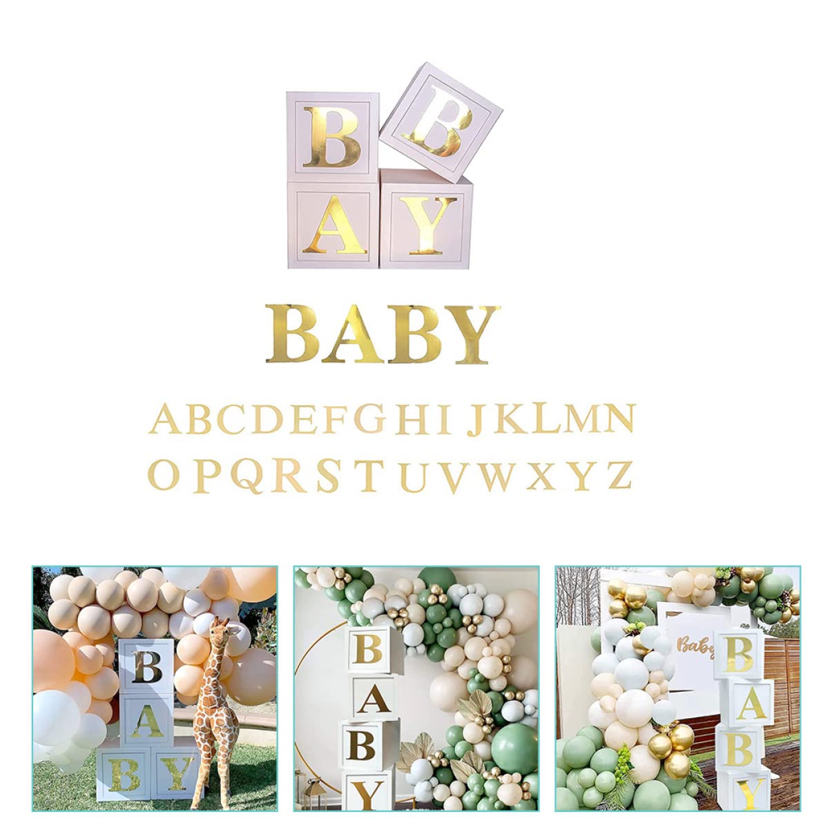 BESTYASH Décorations De Shower pour Garçon Blocs pour Garçon Fille Boîtes à Ballons Lettres Décoratives Révélation