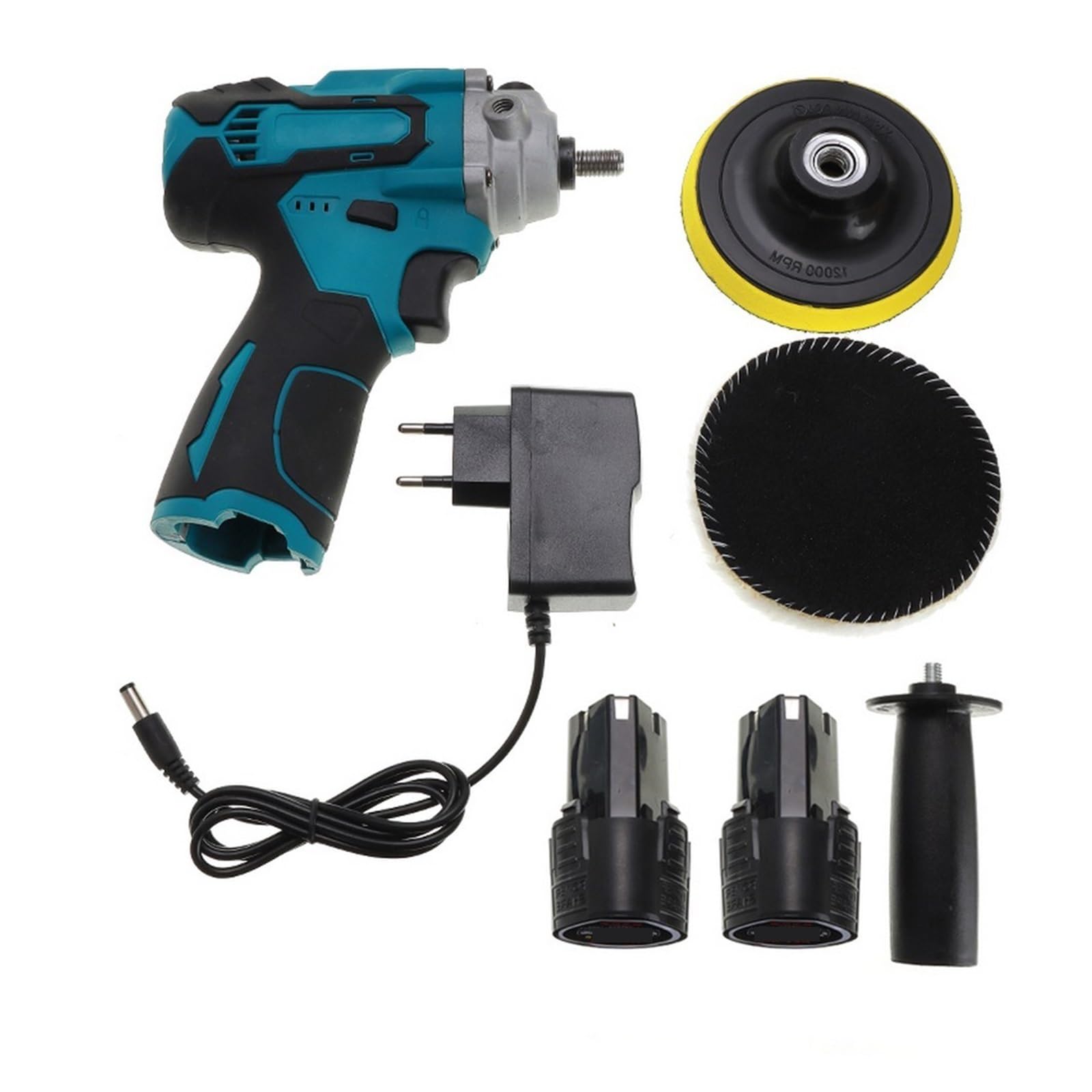 Kit de máquina pulidora eléctrica inalámbrica, pulidor de coches, limpiador de cera, acción orbital, pulidora de lijadora de 5 velocidades