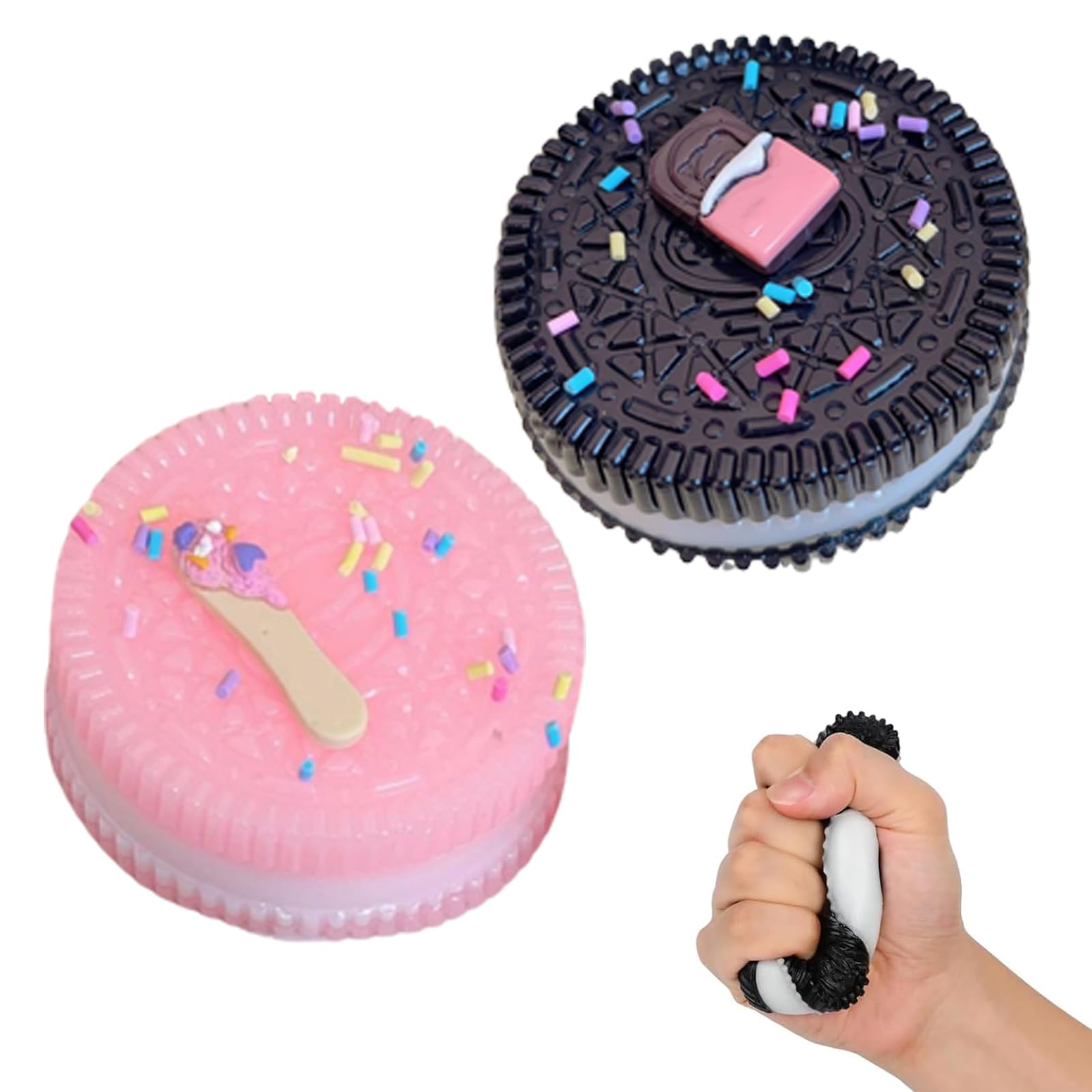 2 PCS Squishy Toys, Fufu Squishy, Squishy Toy, Taba Squishy Kit, Cute Soft Stress Relief Squeeze Toys, Biscuit Shape Squishes Toy, Soft Squeeze Toy, Pinch Toy with Random Accessories (Random Style)