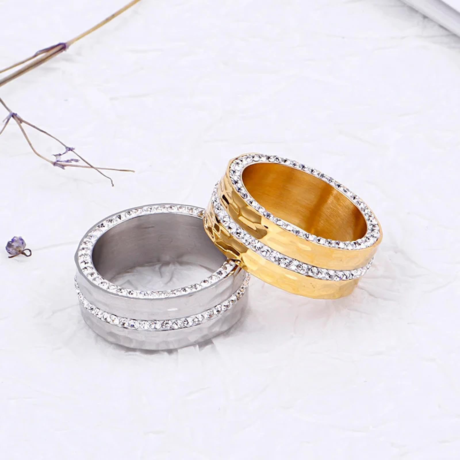 Ring Ringe Damen Bijouterie Herren Design Gold Farbe Charm Ringe Für Frauen Zweireihige Cubic Zirkon Hochzeit Phantasie Verschiedene Größen Verlobungsringe