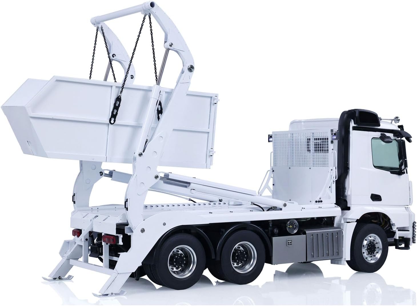1/14 RC Hydraulic Skip Loader Model for VL18U K3363 Metal Swing Arm Dumper Truck Model 2-Speed Gearbox Light Sound PL18EV Lite Radio Controller Red Yellow Hobby Grade Model(Black and White)
