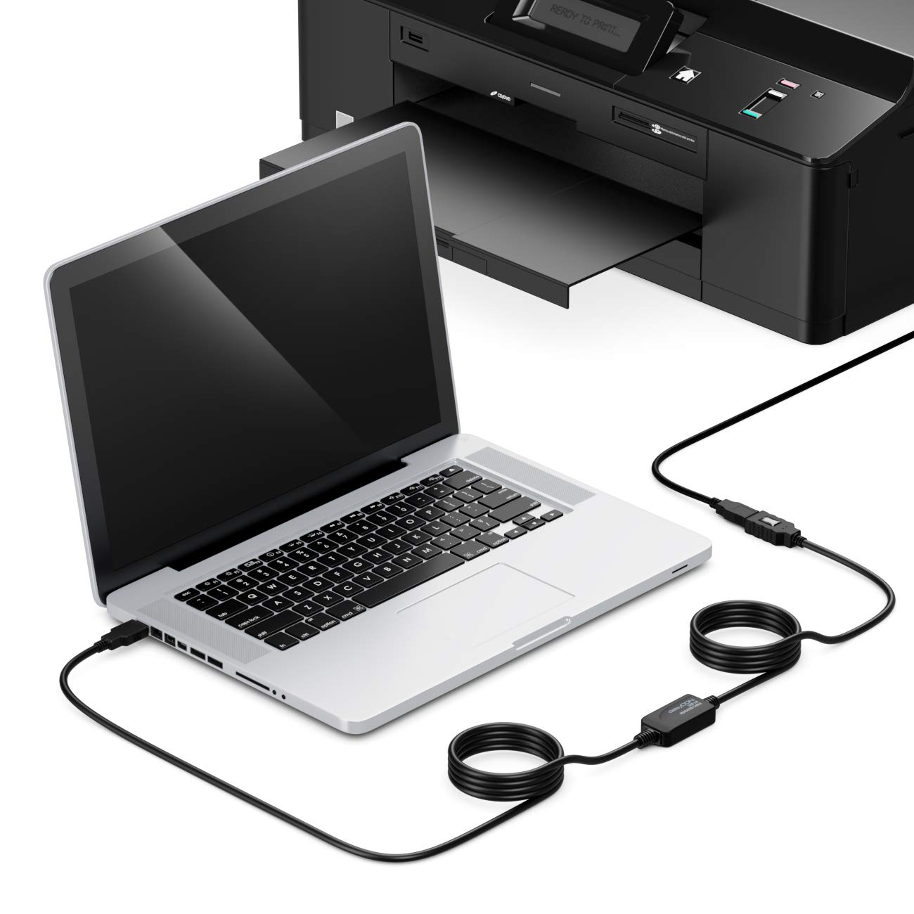 deleyCON 15m Cavo Attivo USB 2.0 Prolunga Attiva con Amplificatore di Segnale USB2.0 Ripetitore Cavo di Prolunga USB3.0 PC Stampante Scanner per Computer Nero
