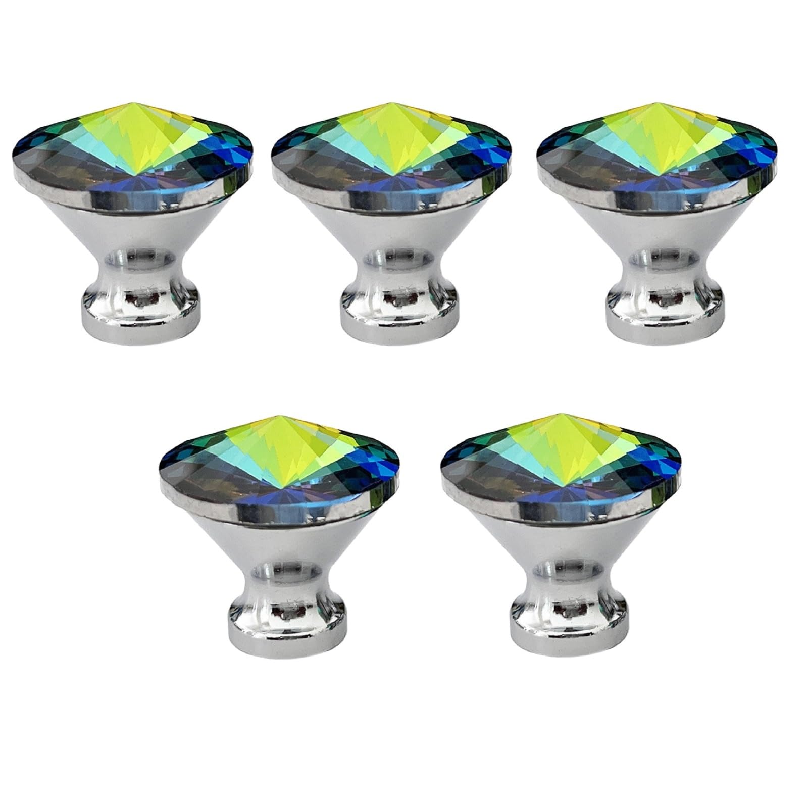 Kfgisd Satellite Flower 2Pcs Cabinet Knob 1.18Inch Single Hole Zinc Alloy Colorful Cabinet Drawer Wardrobe Handle,Crystal Handles(Satellite Flower)