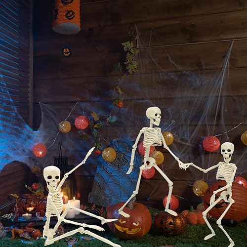 Miniatura 7 de 6 paquetes de esqueletos de Halloween, esqueletos posables de 16 pulgadas, decoraciones de Halloween con articulaciones movibles, mini esqueleto de