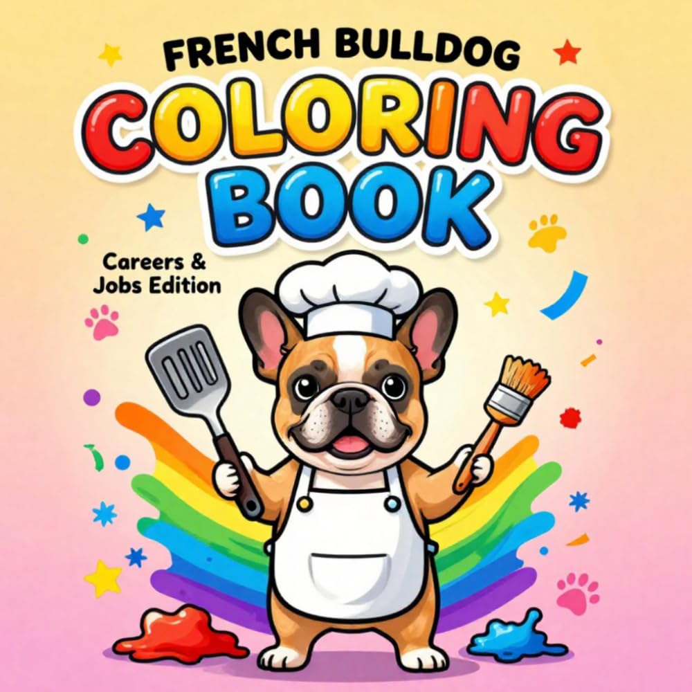 French Bulldog Career Coloring Book: Realistic Two-Leg Standing Frenchies in Fun Jobs: Adorable Line-Art Working Dogs for All Ages | Stress-Relief Coloring with Cute Occupations