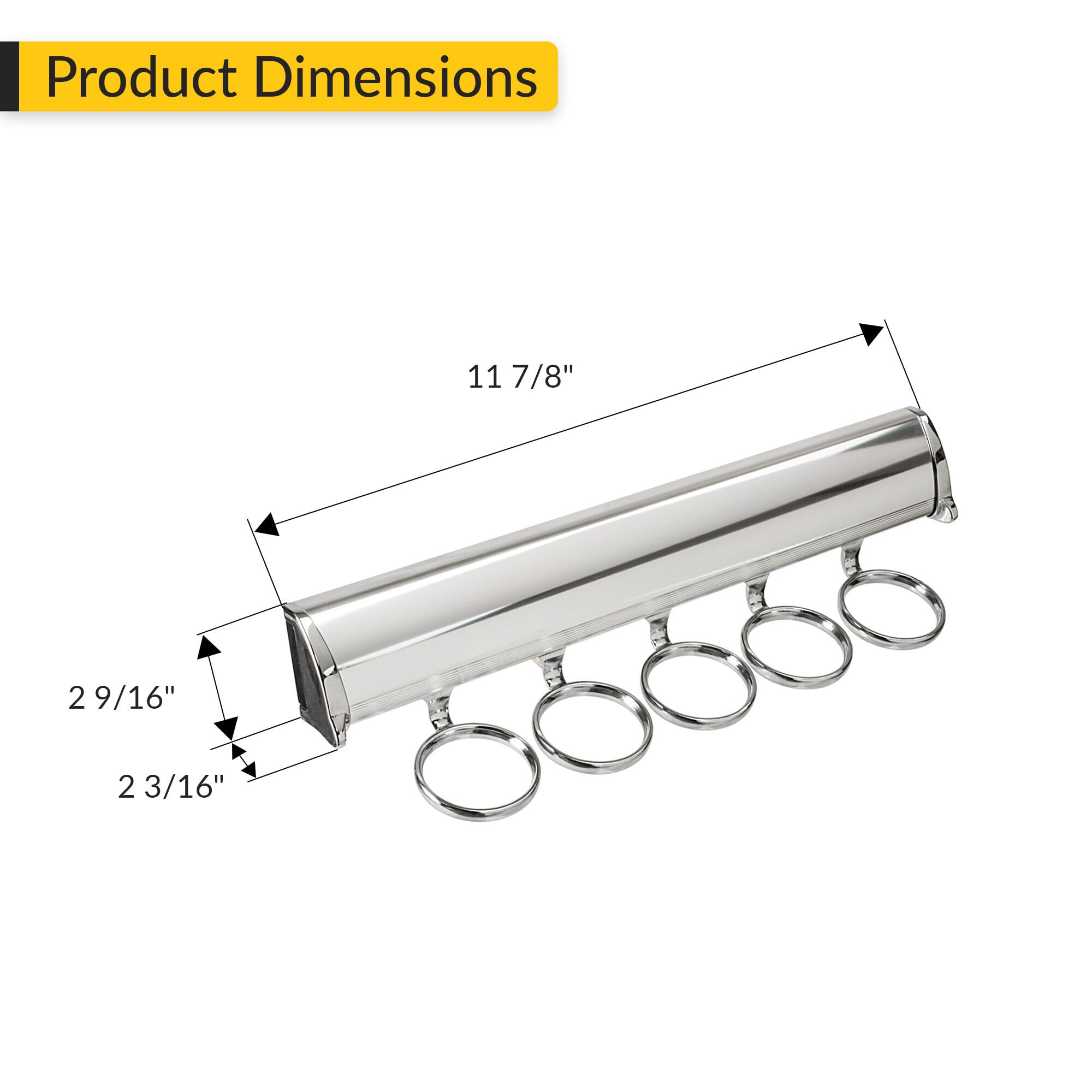 Brixwell QIMS-004 Scarf Rack, 5 Hook with Full Extension Slide Polished Chrome Finish