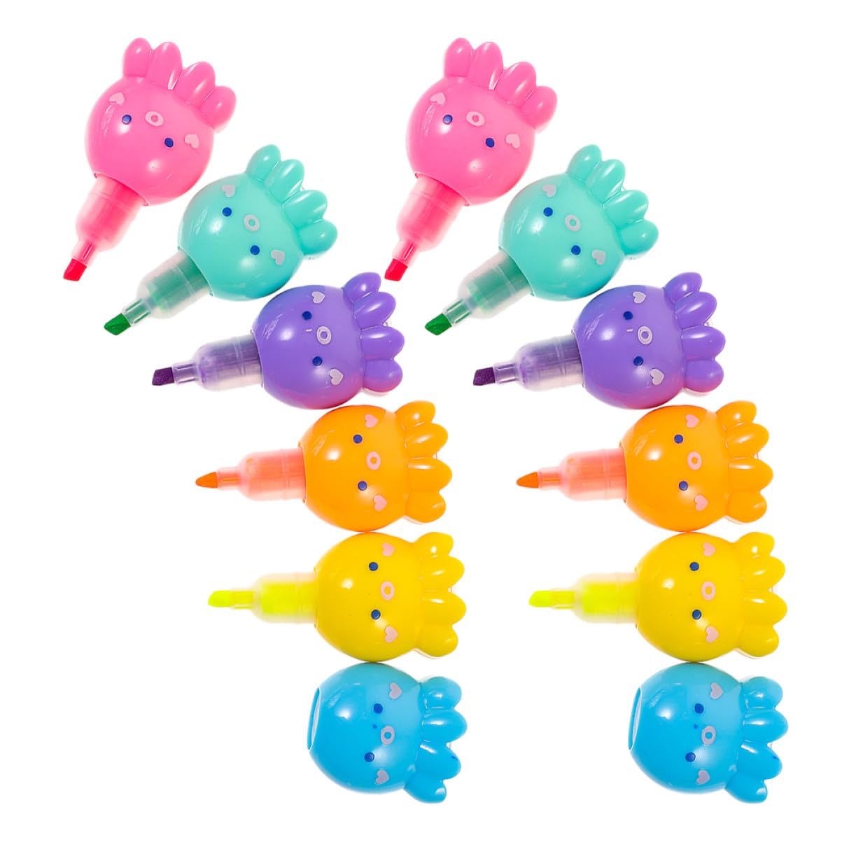 2 Set Evidenziatori Mini Polpo Colorati Impilabili Fluorescenti per Scrittura e Pittura DIY per Studenti