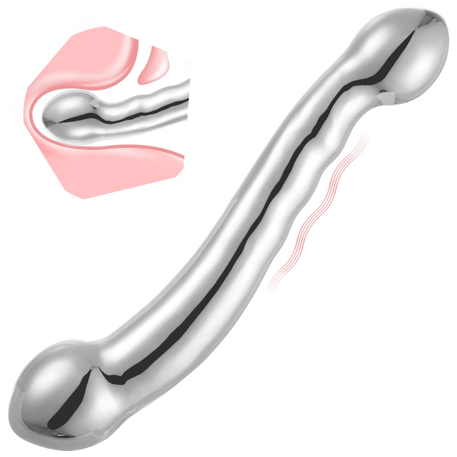 Double Ended Dildo Sex Toys Metal Dildo G-spot Massage Dildo Stainless Steel Prostate Massage Anal Wand for Adult