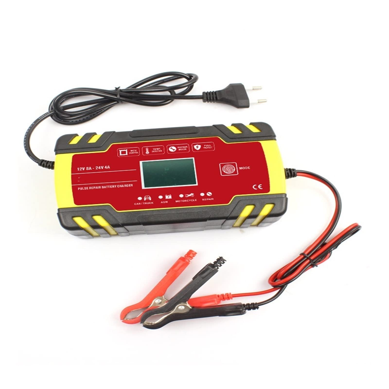Inteligentna ładowarka samochodowa 1. 2v-24V 8a Ładowarka do naprawy motocykli samochodowych Pełna automatyczna ładowarka baterii cyfrowa LCD
