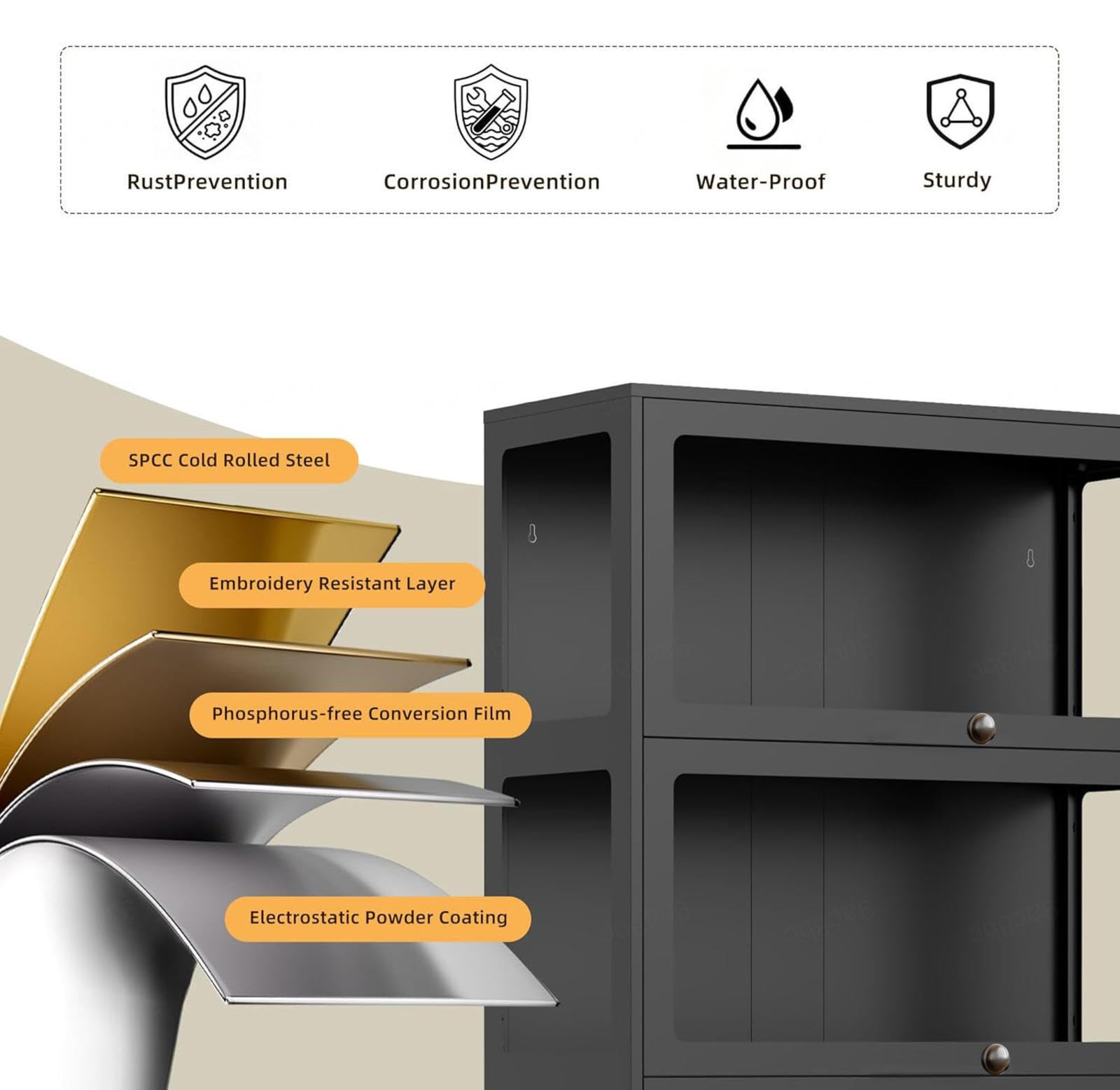 YSZBD Vitrina Cristal，Vitrina expositora para Colecciones，Vitrina para Sala de Estar, Dormitorio, vinos, Oficina o Libros,Black