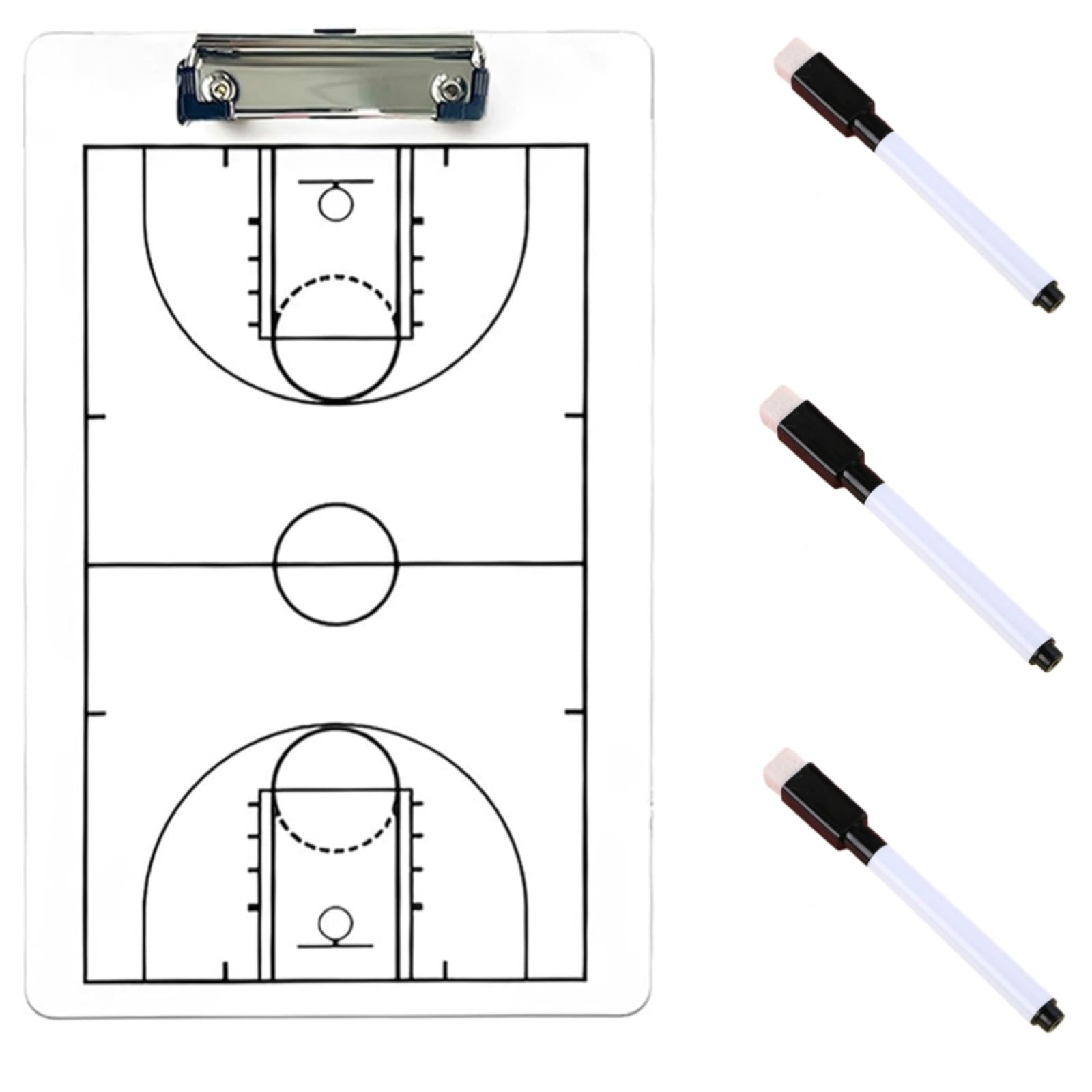 Tableau Tactique Basket – Double Face, 35×22 Cm, 3 Marqueurs Effaçables, PVC – Pour Coach, Entraînement