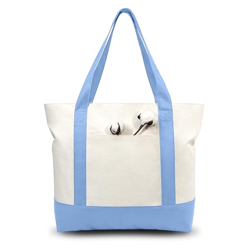 TOPDesign 1-Pack Canvas Tote Bag with an External Pocket, Reusable