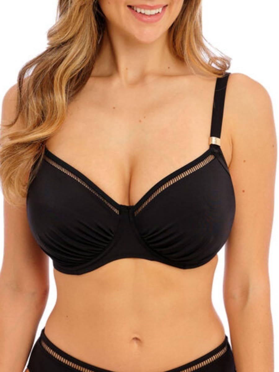 Fantasie Women's Black East Hampton Gathered Full Cup Bikini Top In 34J