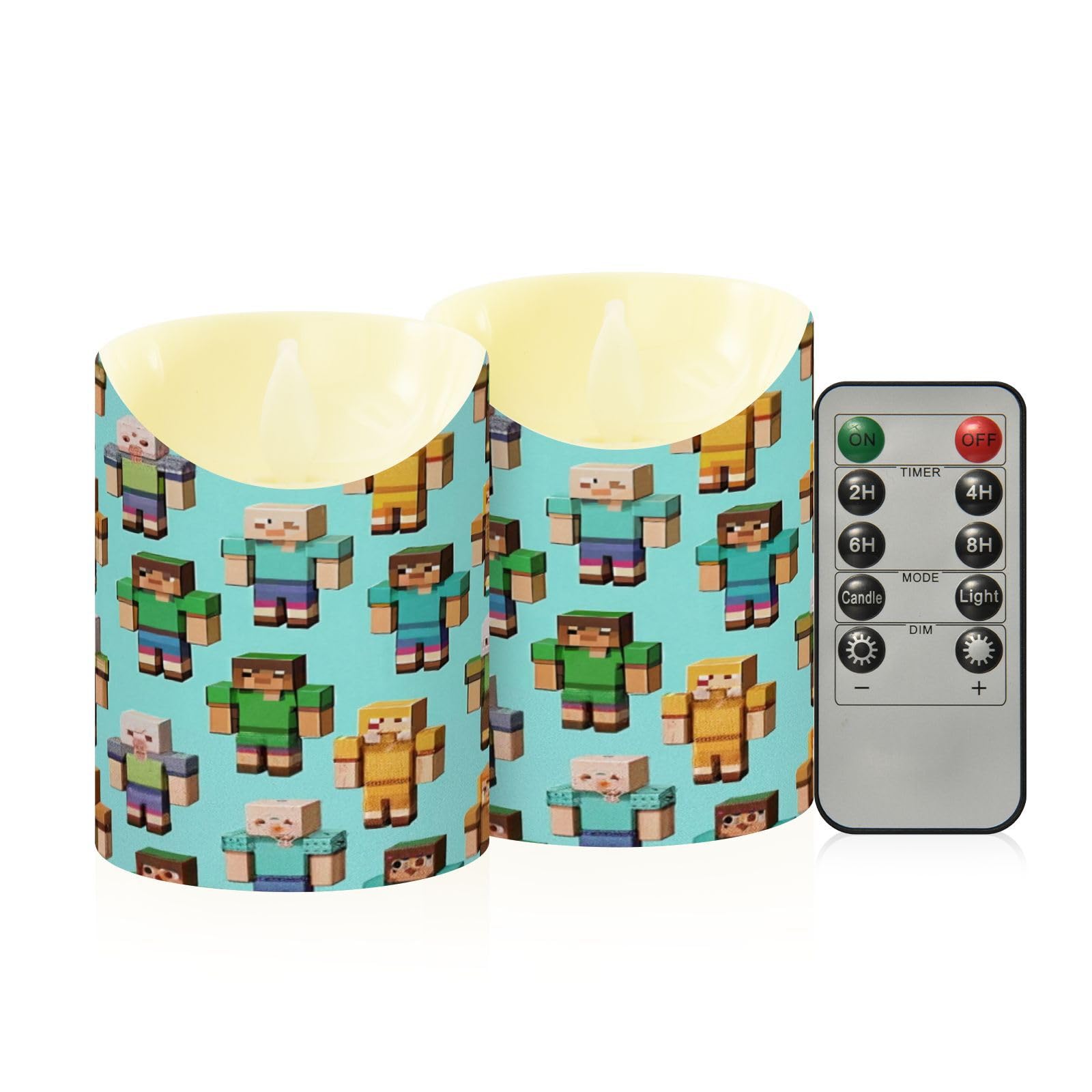 Ewusp Villagers Flameless Candles Battery Operated Flickering LED Pillar Candles Set of 2 with Remote Control & Timer, for Home Decor Wedding Holiday Party Centerpieces