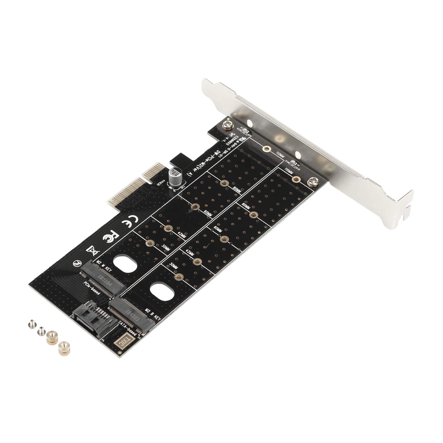 FuthedaDual M.2 PCIe Adapter M2 SSD NVME (M key) or SATA (B key) 22110 2280 2260 2242 2230 to PCIe 3.0 X4 Host Controller Expansion Card with Low Profile Bracket for Desktop PCI Express Slot