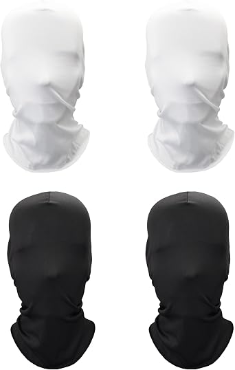 4 Pieces Full Face Mask Hood Cover, Halloween Cosplay Faceless Skin Masks, BW 2nd Skin Masks Costume Cloth