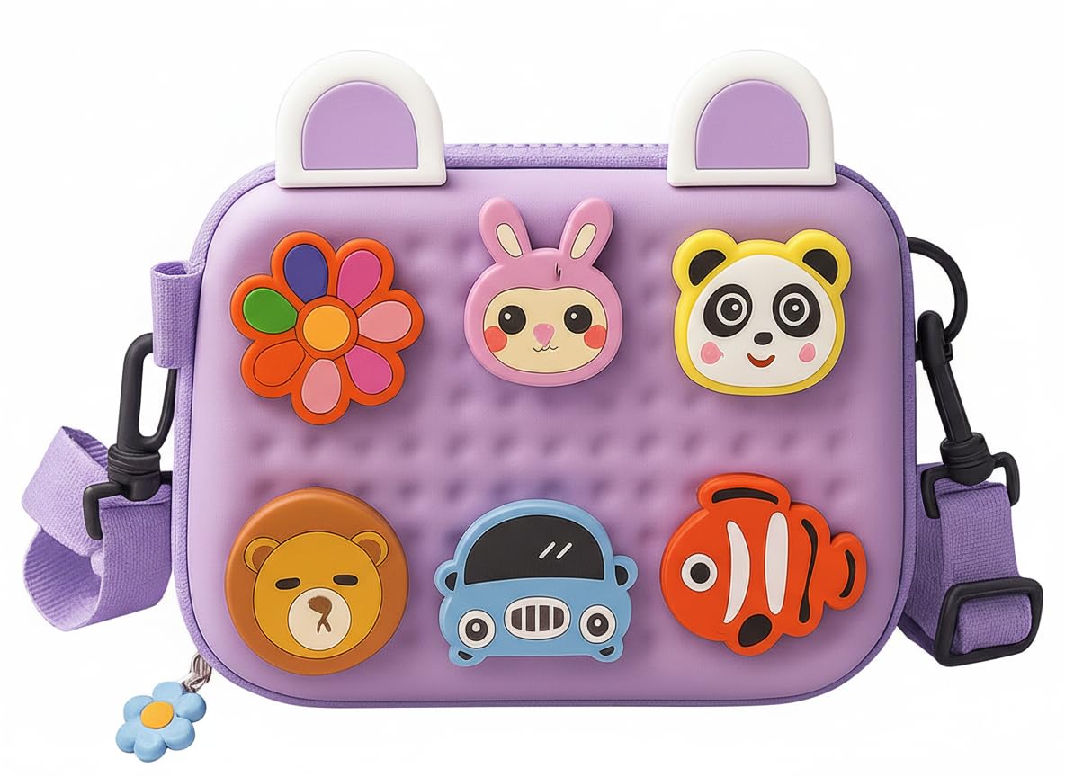 Kids Cute Cartoon Crossbody Bag – 3D Animal & Car Design Silicone Shoulder Purse for Toddlers and Girls | Lightweight Waterproof Mini Bag for Travel, School & Outdoor Play